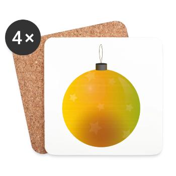 yellowish Christmas ball with stars - Coasters (set of 4) - white - Front