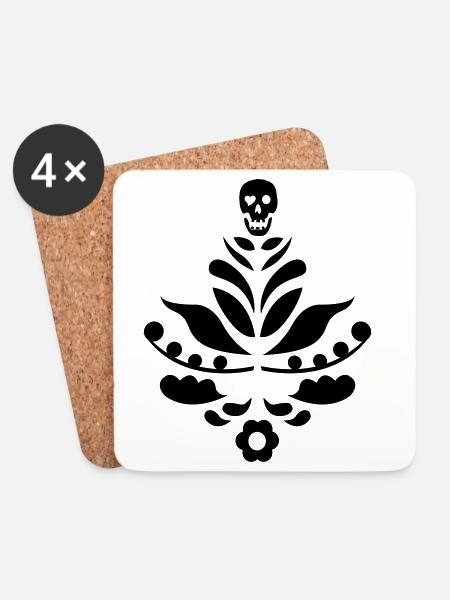 Kurbits & skull black - Coasters (set of 4) - white