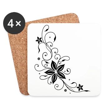 Floral Tribal and Tattoo ornament. - Coasters (set of 4) - white - Front