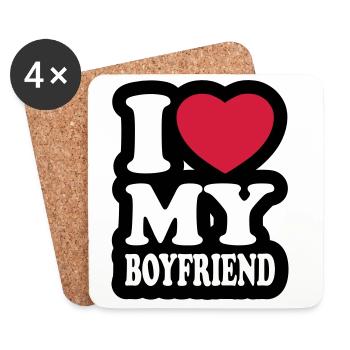 I love my boyfriend - J'aime mon ami - Dessous de verre (lot de 4) - blanc - Devant