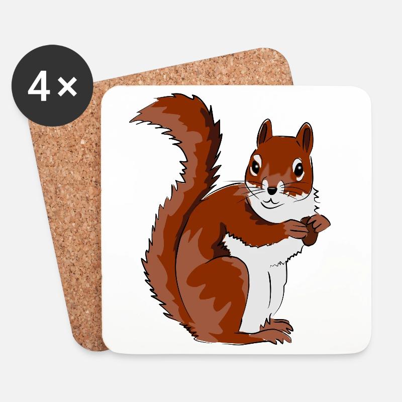 Niedliche Eichhörnchen Illustration - Untersetzer (4er-Set) - Weiß
