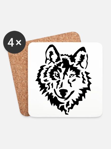 wolf raubtier natur - Untersetzer (4er-Set) - Weiß