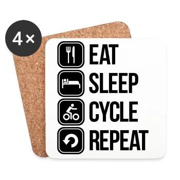 eat sleep cycle repeat - Dessous de verre (lot de 4) - blanc - Devant