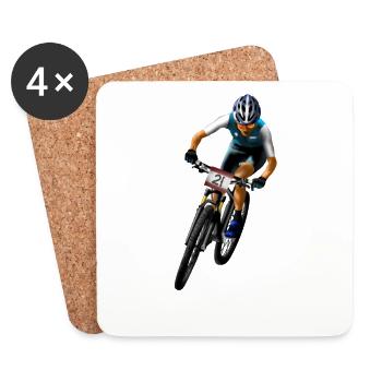 mountainbike - Dessous de verre (lot de 4) - blanc - Devant