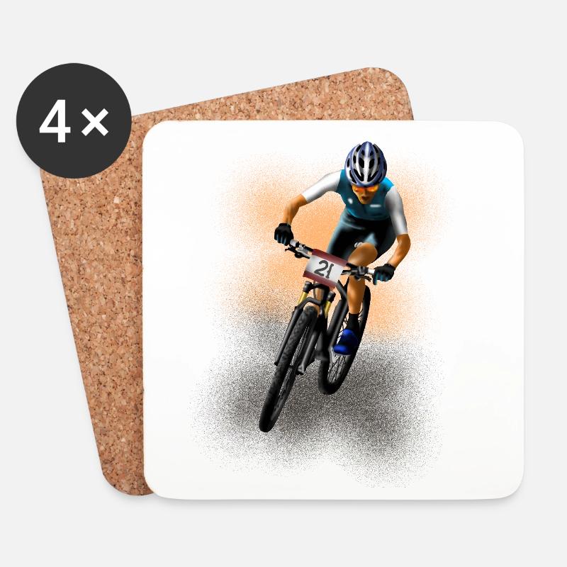 Mountainbike - Untersetzer (4er-Set) - Weiß