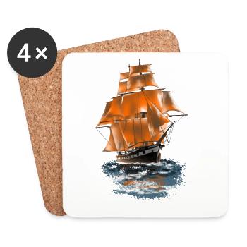 Segelschiff - Untersetzer (4er-Set) - Weiß - Vorne