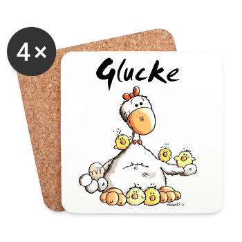 Glückliche Glucke - Untersetzer (4er-Set) - Weiß - Vorne