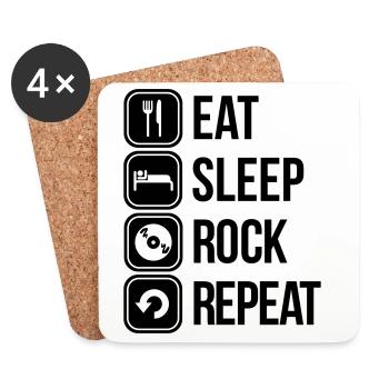 eat sleep rock repeat - Untersetzer (4er-Set) - Weiß - Vorne