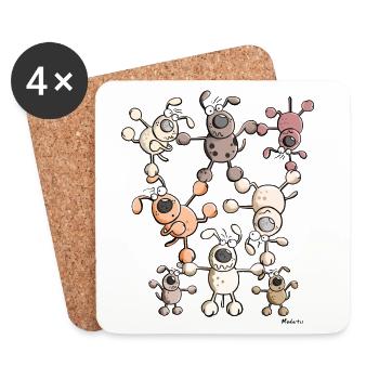 Hunde Zirkus - Untersetzer (4er-Set) - Weiß - Vorne