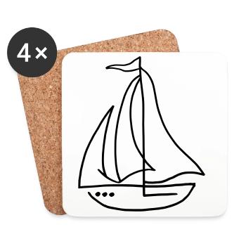 Voilier voilier - Dessous de verre (lot de 4) - blanc - Devant
