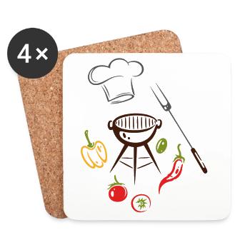 Grill Master Grill Grill Chef's Hat - Coasters (set of 4) - white - Front
