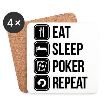 eat sleep poker repeat - Dessous de verre (lot de 4) - blanc - Devant