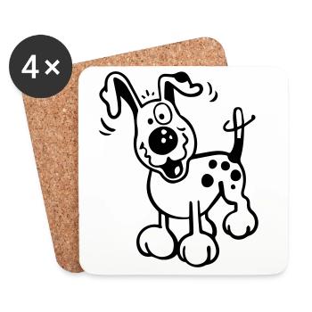 Happy Dog - Coasters (set of 4) - white - Front