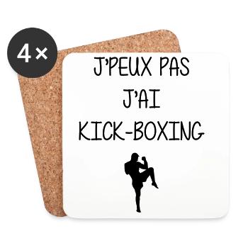 Kickboxing / Kick-Boxeur / Kick Boxing / - Dessous de verre (lot de 4) - blanc - Devant