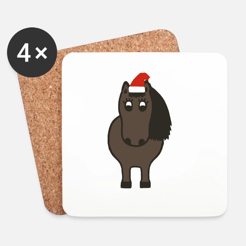 Pony Weihnachten - Untersetzer (4er-Set) - Weiß