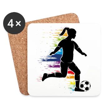 Silhouette de footballeur avec des graffitis colorés - Dessous de verre (lot de 4) - blanc - Devant