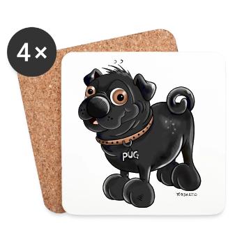 Da kommt ein Mops - Untersetzer (4er-Set) - Weiß - Vorne