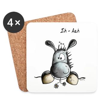 Abenteuerlustiger Esel - Untersetzer (4er-Set) - Weiß - Vorne