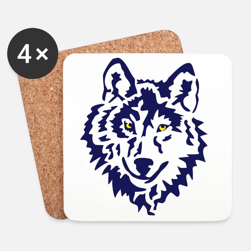 Wolf Raubtier - Untersetzer (4er-Set) - Weiß
