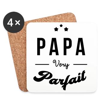 Papa - Fête des Pères - Anniversaire - Bébé - Dessous de verre (lot de 4) - blanc - Devant