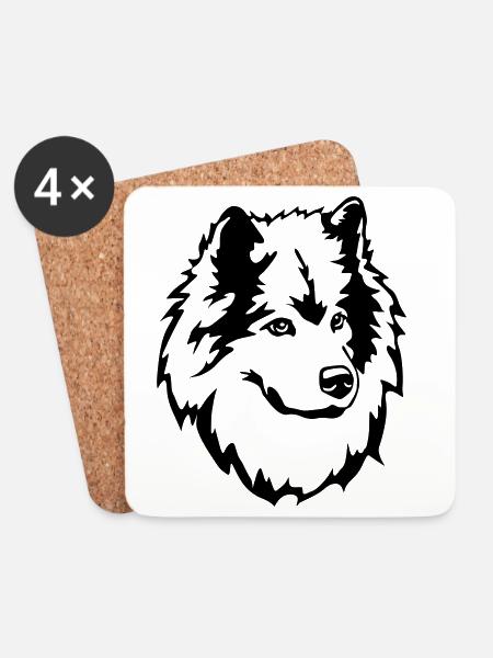 Eurasier Kopf - Untersetzer (4er-Set) - Weiß