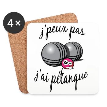 j'peux pas j'ai pétanque - Dessous de verre (lot de 4) - blanc - Devant