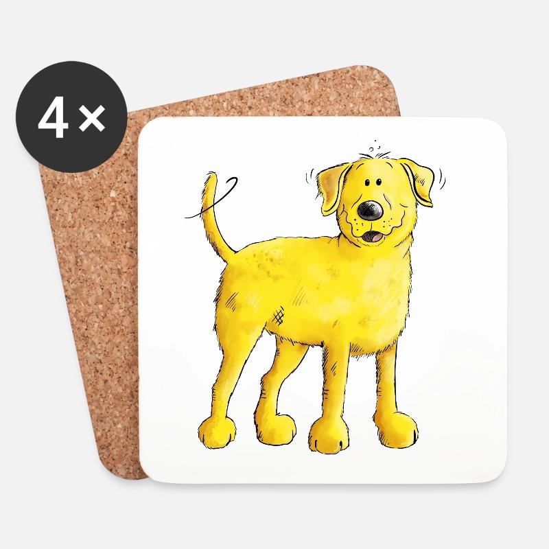 Glücklicher Blonder Labrador Retriever Hund - Untersetzer (4er-Set) - Weiß