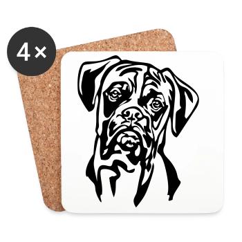 Tête de boxeur - Dessous de verre (lot de 4) - blanc - Devant