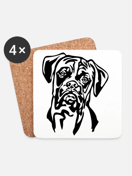 Boxer Kopf - Untersetzer (4er-Set) - Weiß