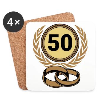 Golden Wedding Anniversary , 50 Years (25) - Coasters (set of 4) - white - Front