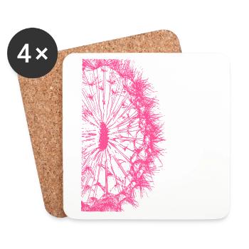 Dandelion line / pink - Coasters (set of 4) - white - Front