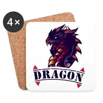 Dragon logo with fire accents - Coasters (set of 4) - white - Front