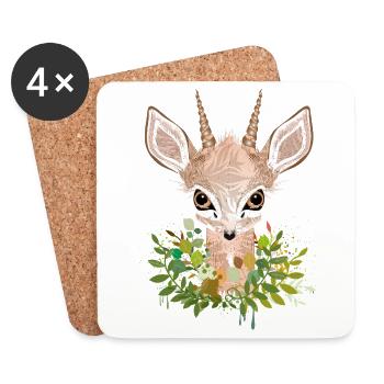 Dwarf antelope Dikdik with big eyes - Coasters (set of 4) - white - Front