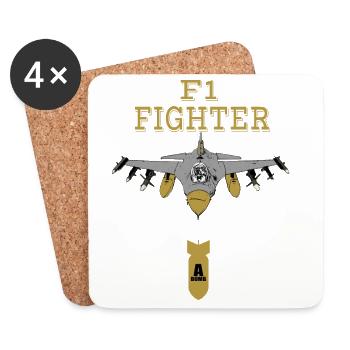 Avion de chasse - Dessous de verre (lot de 4) - blanc - Devant