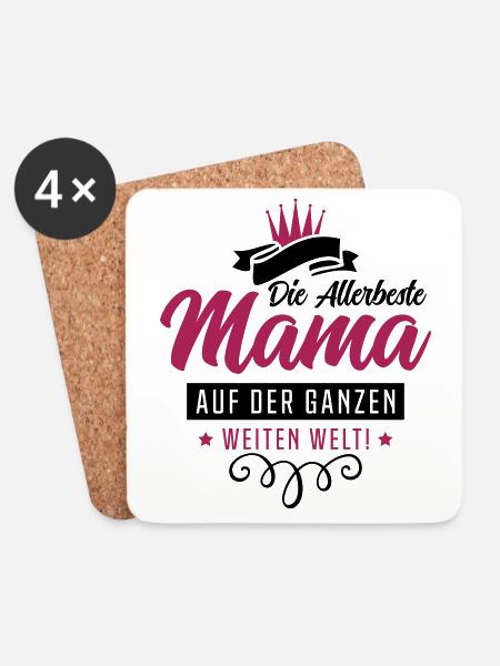 Die Allerbeste Mama auf der ganzen Welt - Untersetzer (4er-Set) - Weiß