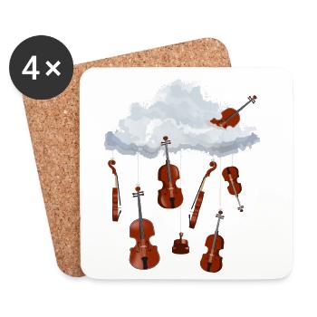 Un nuage dans le ciel plein de violons suspendus - Dessous de verre (lot de 4) - blanc - Devant