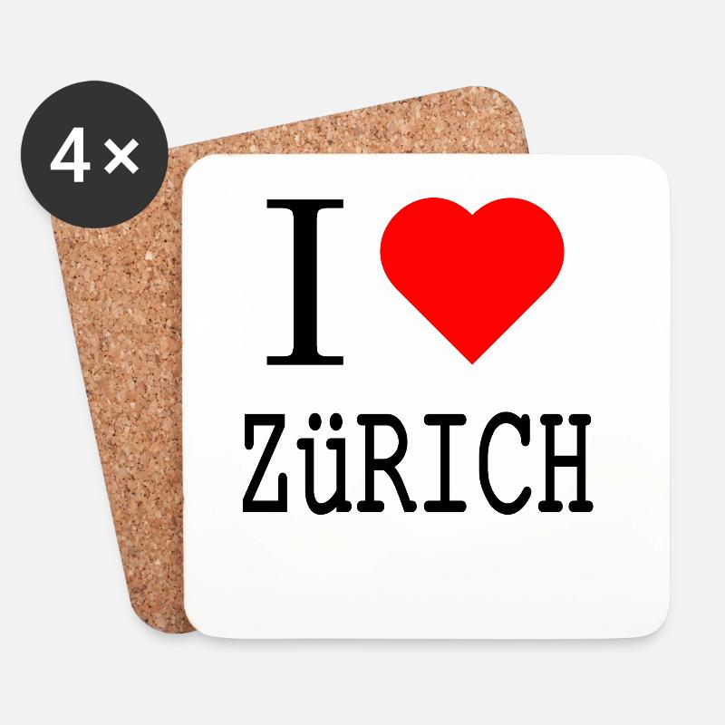 I Love Zürich – Städte Statement mit Herz - Untersetzer (4er-Set) - Weiß