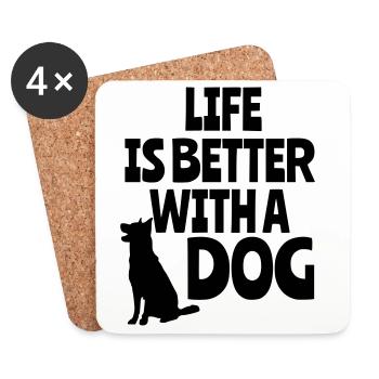 Das Leben ist besser mit einem Hund, Tieren, Hunden # - Untersetzer (4er-Set) - Weiß - Vorne