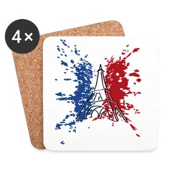 Eiffelturm Flagge Frankreich ✅ Tour Eiffelturm Flagge ✔ - Untersetzer (4er-Set) - Weiß - Vorne
