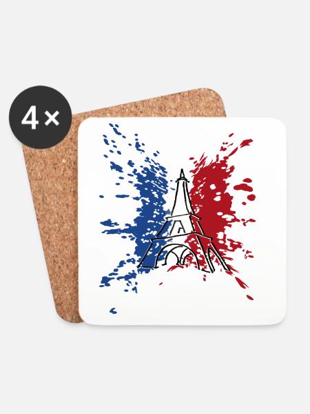 Eiffel Tower Flag France ✅ Tour Eiffel Flag ✔ - Coasters (set of 4) - white