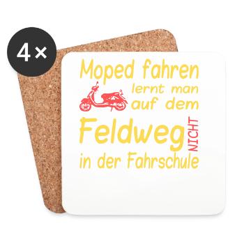 Feldweg Moped Spruch - Untersetzer (4er-Set) - Weiß - Vorne