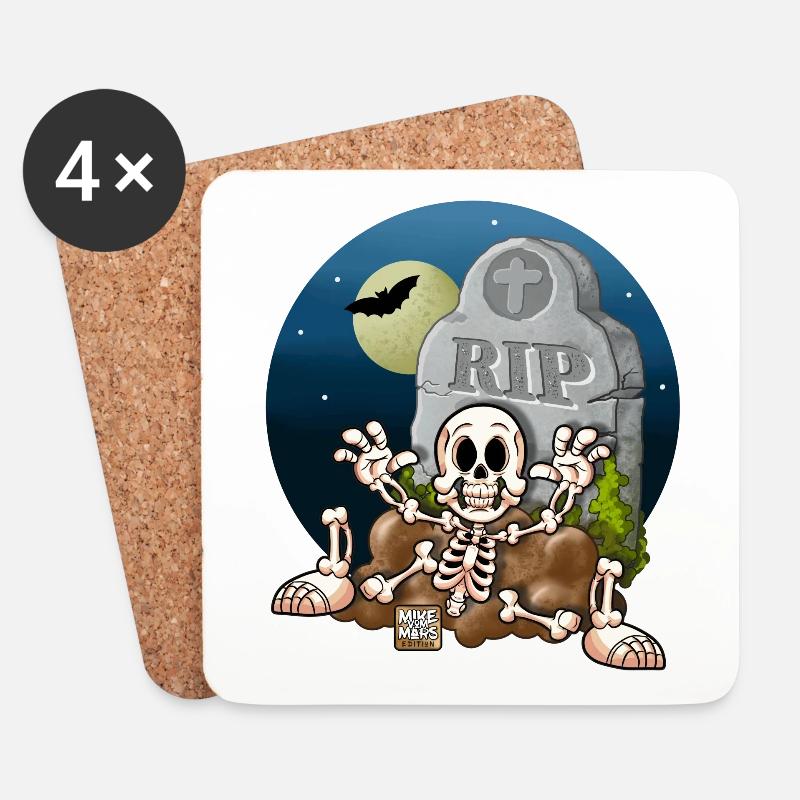 Cartoon Graveyard - Untersetzer (4er-Set) - Weiß