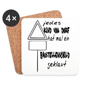 Jedes Kind vom Dorf / Humor / Sprüche / Trend - Untersetzer (4er-Set) - Weiß - Vorne