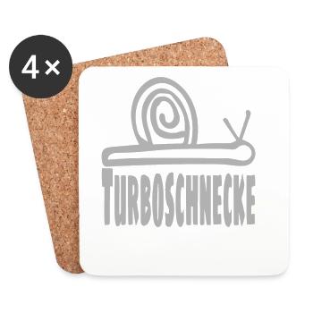 Turbo-escargot / Escargot / Tendance / Proverbes - Dessous de verre (lot de 4) - blanc - Devant