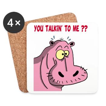 Pink hippopotamus - Coasters (set of 4) - white - Front