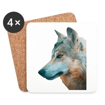 Wolfs Kopf Aquarellprint - Untersetzer (4er-Set) - Weiß - Vorne