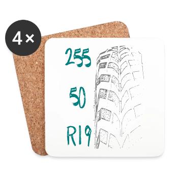 Auto / 255 50 R19 / Tuning / Motorsport / turquoise - Coasters (set of 4) - white - Front