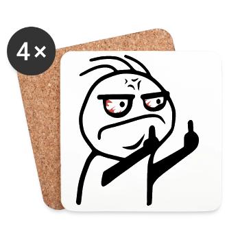 Mittelfinger Meme Fick dich Strichmännchen - Untersetzer (4er-Set) - Weiß - Vorne