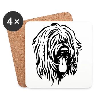 Briard head - Coasters (set of 4) - white - Front