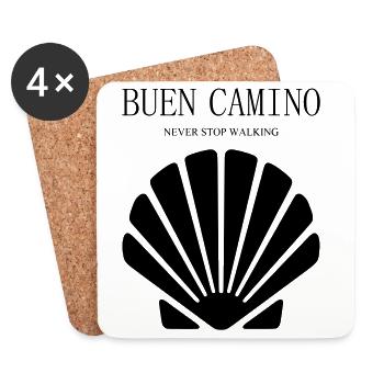 Buen Camino n’arrête jamais de marcher - Dessous de verre (lot de 4) - blanc - Devant